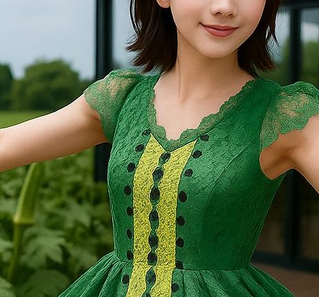 オクラ畑の中にある喫茶店のテラスでフタトガリアオイガの幼虫の気持ちになってオクラホマミキサーを踊っている女性