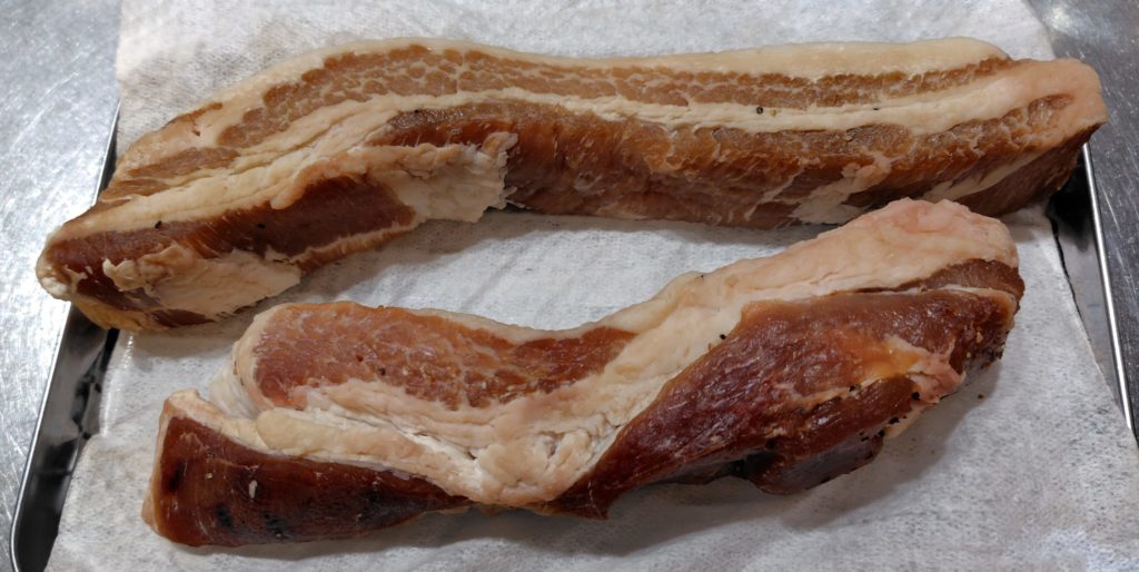 ベーコンの乾燥完了