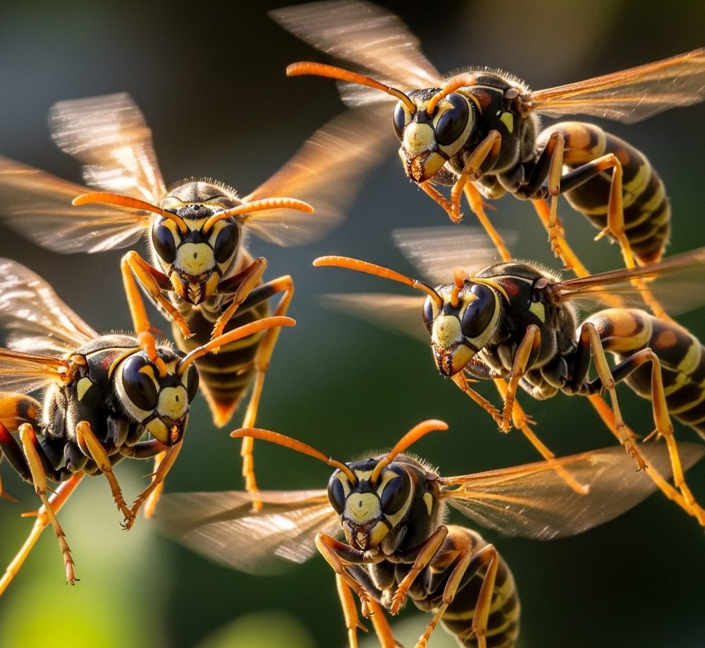 襲ってくるアシナガバチ