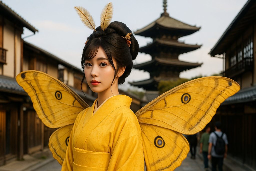 黄色の舞子の蛾のイメージ写真