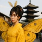 黄色の舞子の蛾のイメージ写真