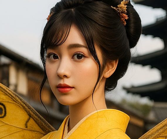 黄色の舞子の蛾のイメージ写真